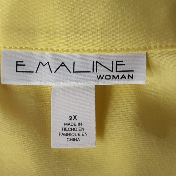 NWT Emaline Woman  Sz Plus 2X  Yellow Button down - Picture 5 of 5